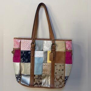 Coach Patchwork Purse Tote Bag Y2K /w Metallic & Suede Patches Serial BO6Q-10001
